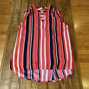 Anne Klein Sleeveless Striped Blouse, Red/Navy Size 8